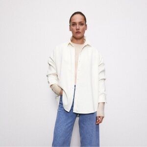 Zara Cream Button-Up Shirt